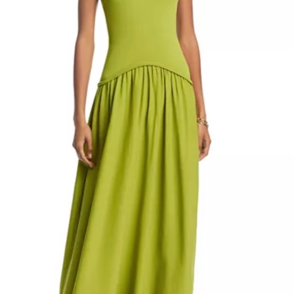 Solid and striped chartreuse halter maxi - Picture 1 of 8